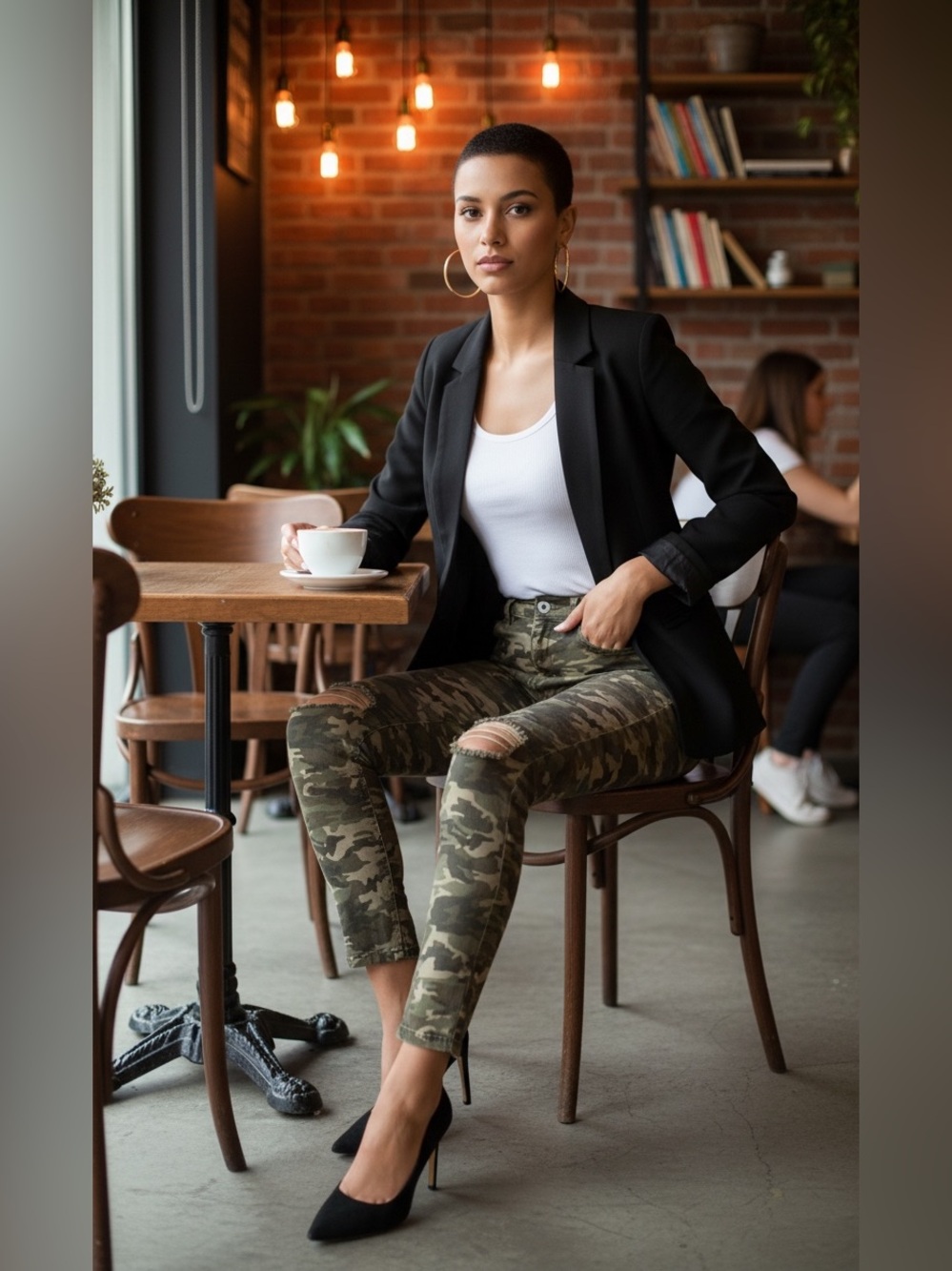 VANILLA STAR Mid-Rise Distressed Camo Skinny Jeans